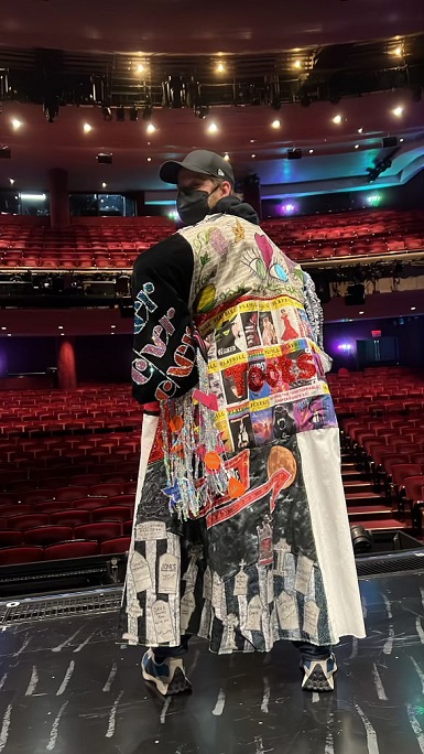 Andrew Kober shows off the Robe at the Marquis Theatre. Photo by Dana Steingold.