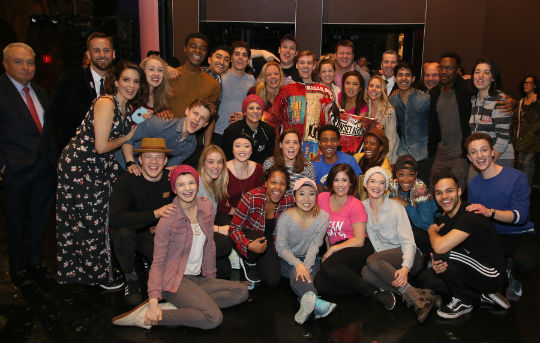 The cast and creative team of Mean Girls with Brendon Stimson. Photo by Walter McBride.