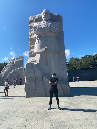 Bowers at the Dr. King memorial.